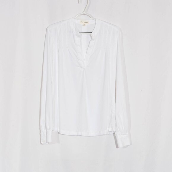 CLOTH & STONE White Popover Long Sleeve Blouse Size L - Picture 2 of 9